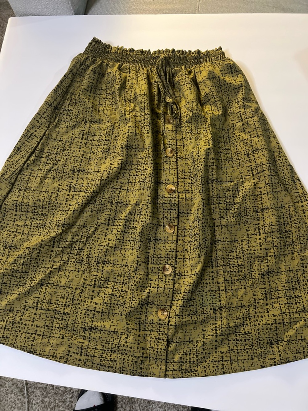 SHEIN Olive Green Button-Front Circle Skirt